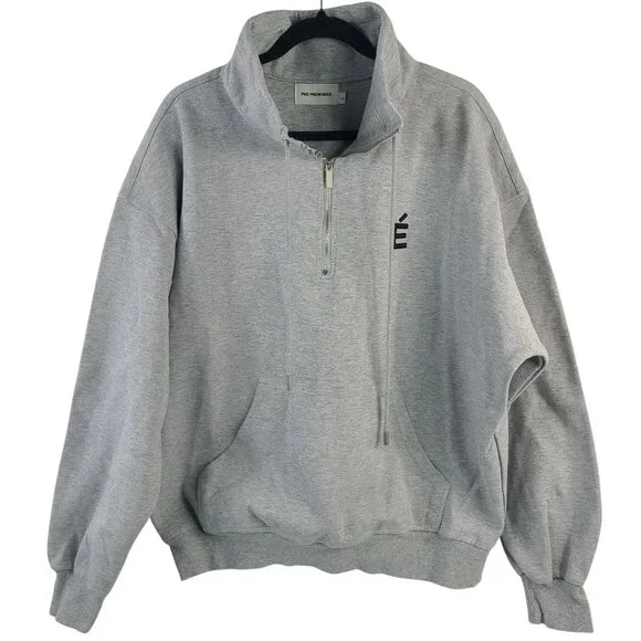 Pre Preworks Gray Half-Zip Pullover Sweatshirt With Embroidered É Logo Size L - Picture 1 of 8